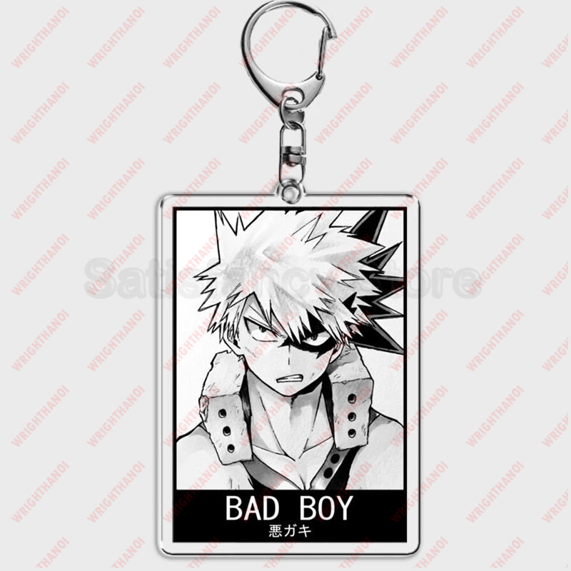 Móc Khóa My Hero Academia Anime Keychain Izuku Shouto Midoriya Bakugou Dễ thương ver đen trắng không màu
