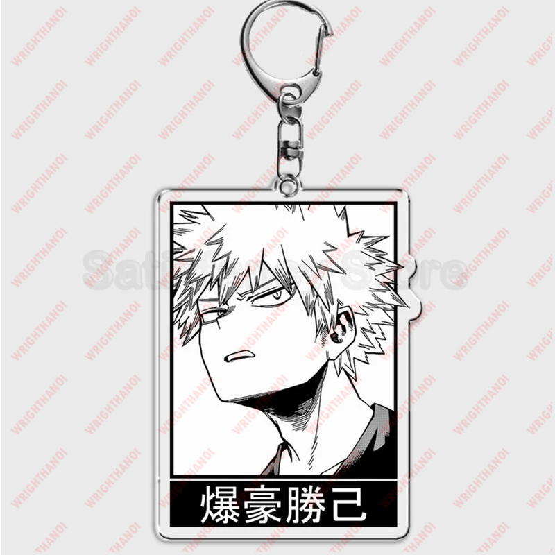 Móc Khóa My Hero Academia Anime Keychain Izuku Shouto Midoriya Bakugou Dễ thương ver đen trắng không màu