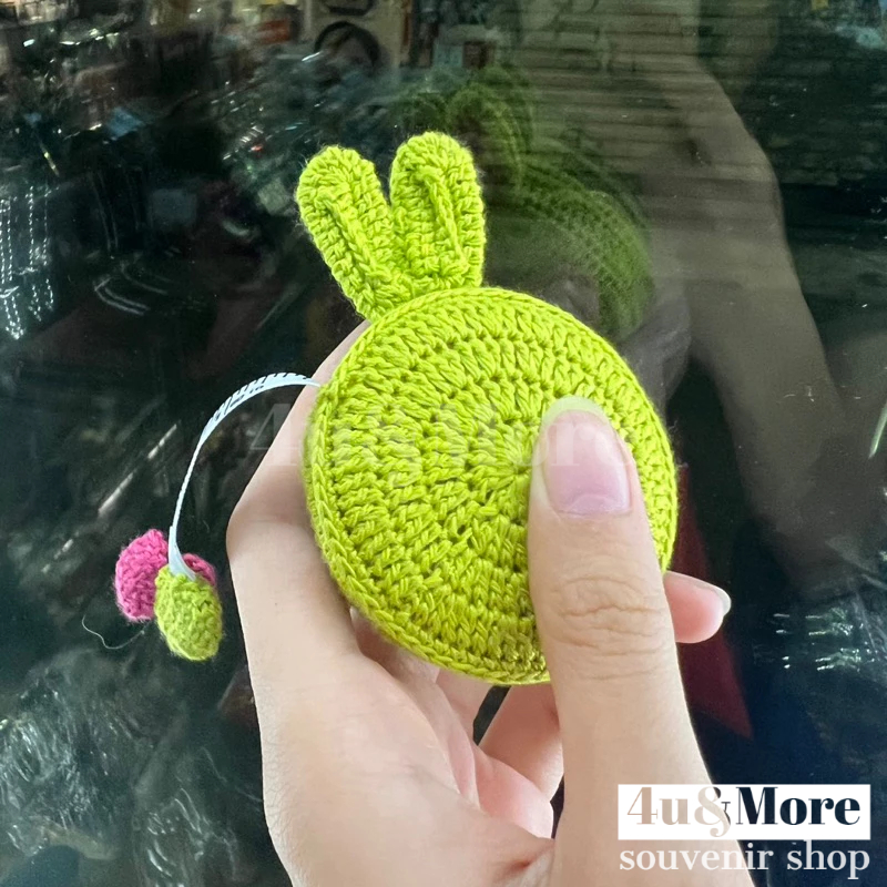 Thước dây bỏ túi hình rùa thú bông len móc chìa khoá kéo ấn rút tự động
