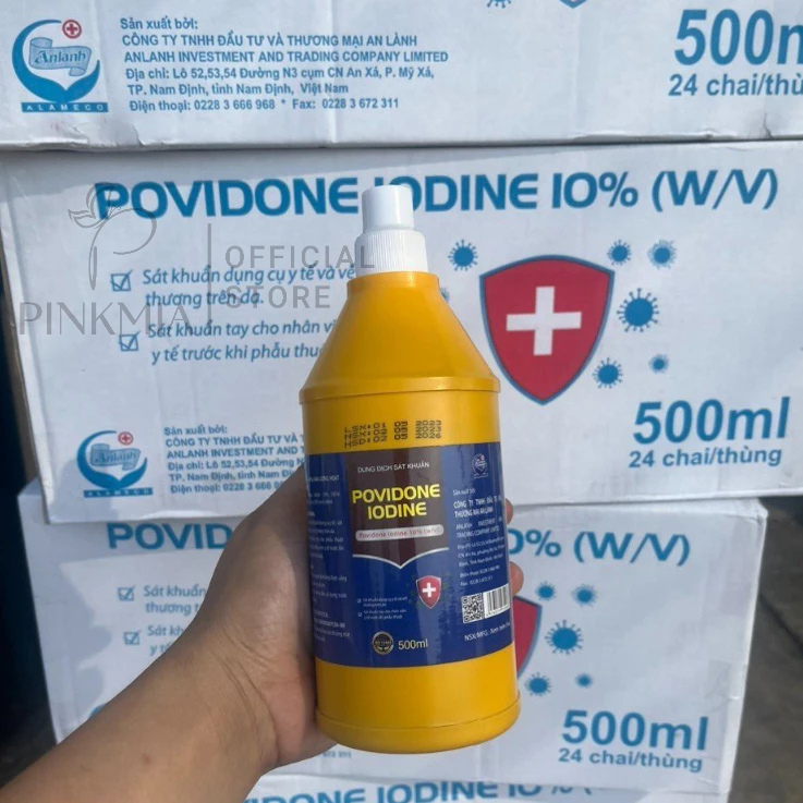 Chai 500ml Dung Dịch Cồn Đỏ Sá t Kh uẩn, Povidone Iodine 10%