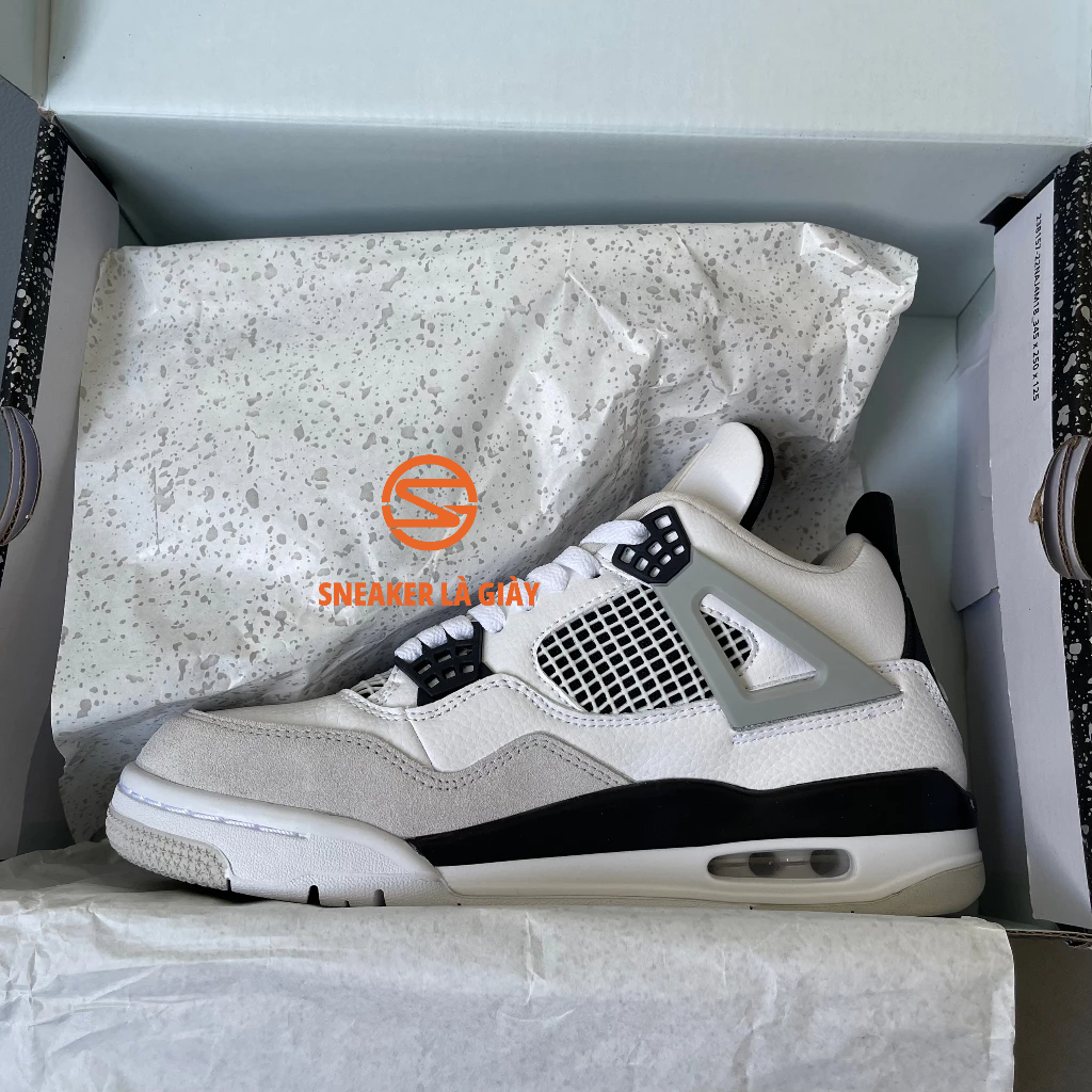 Giày Air Jordan 4 Military Black White  Bản đẹp - Fullbox kèm dây phụ