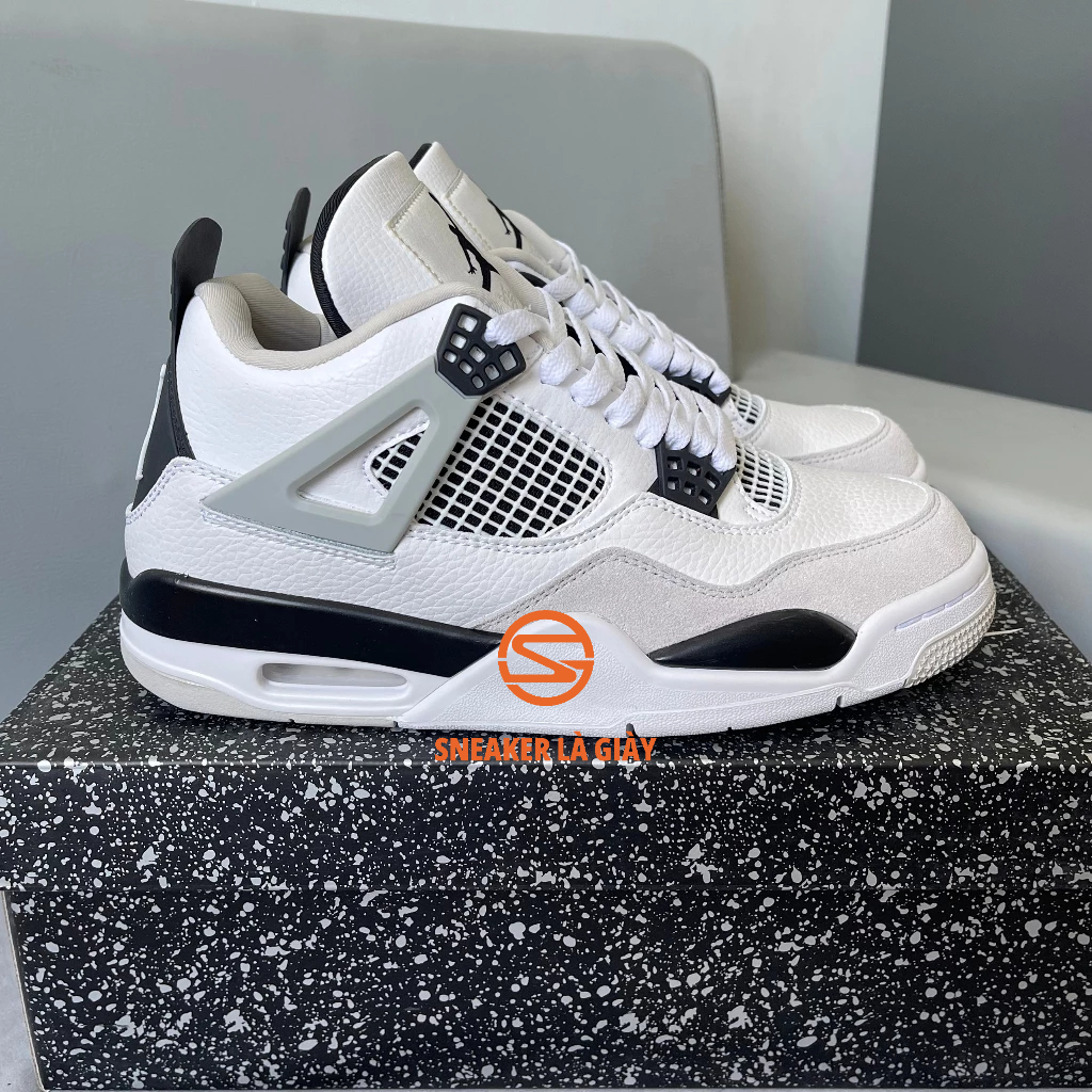 Giày Air Jordan 4 Military Black White  Bản đẹp - Fullbox kèm dây phụ