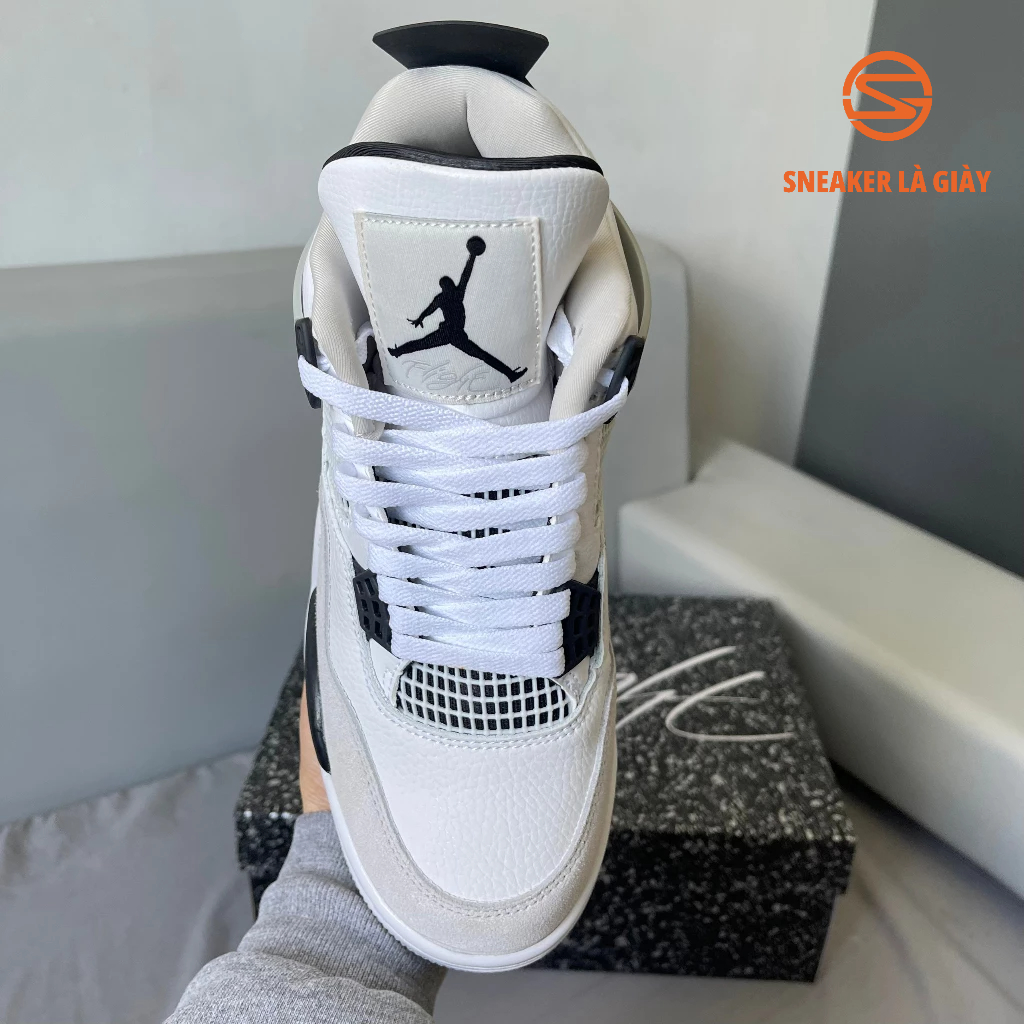 Giày Air Jordan 4 Military Black White  Bản đẹp - Fullbox kèm dây phụ