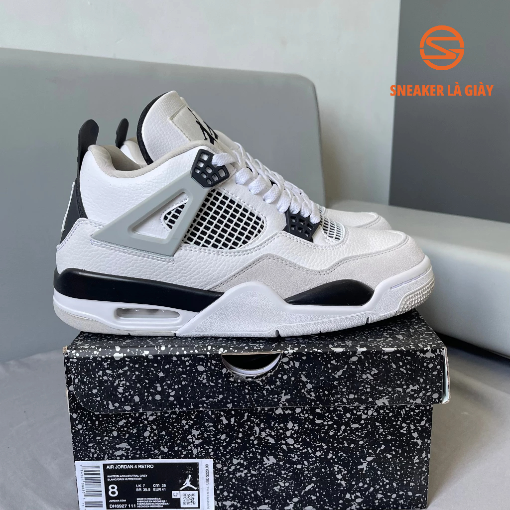 Giày Air Jordan 4 Military Black White  Bản đẹp - Fullbox kèm dây phụ
