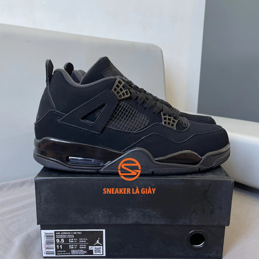 Giày Air Jordan 4 Retro 'Black Cat' 2020 CU1110-010 - BẢN CAO CẤP BOX NẮP