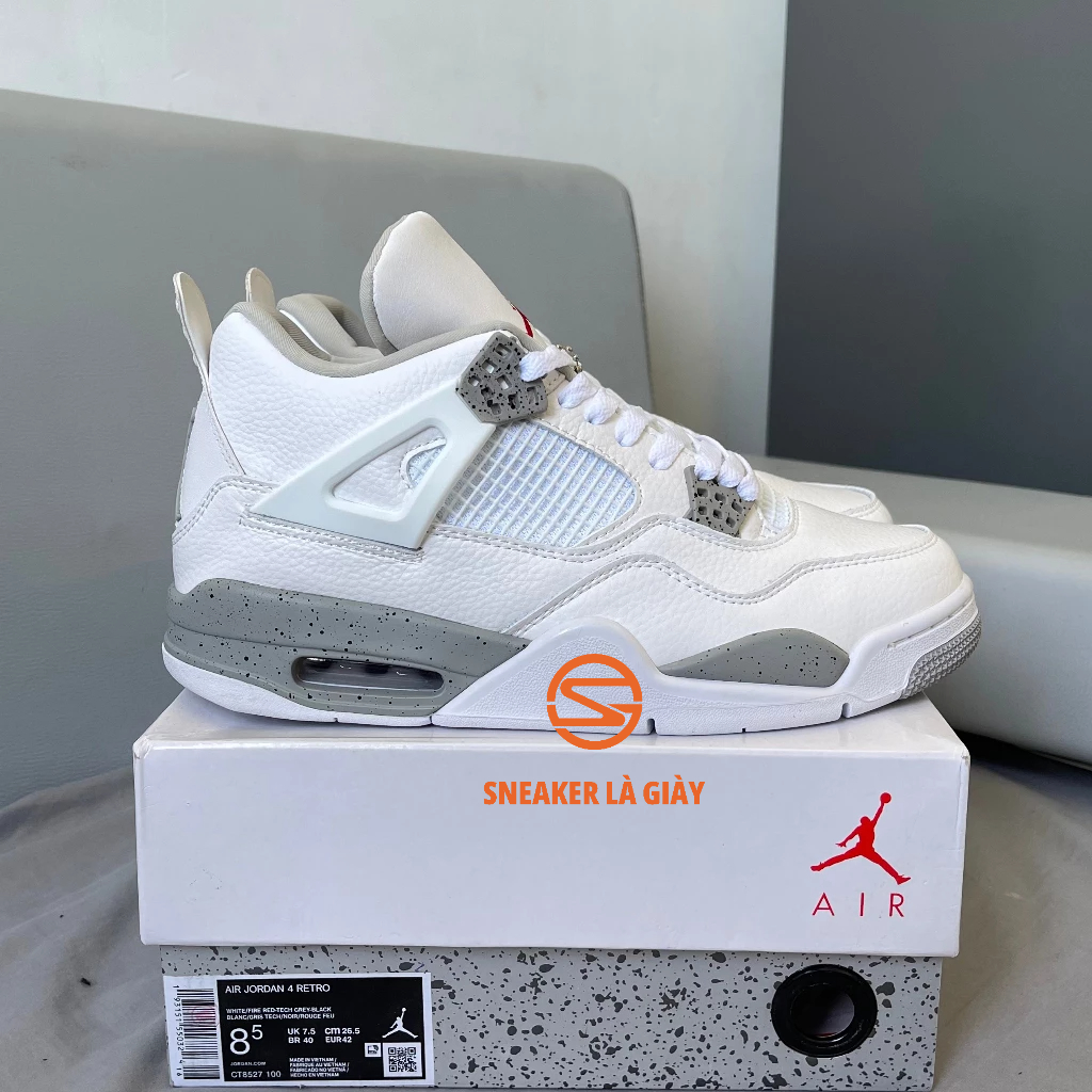 Giày Air Jordan 4 White Oreo - Bản Cao Cấp Box Nắp