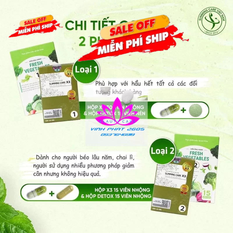 Viên Uống Thảo Mộc Slimming Care X3 Kèm Detox chính hãng