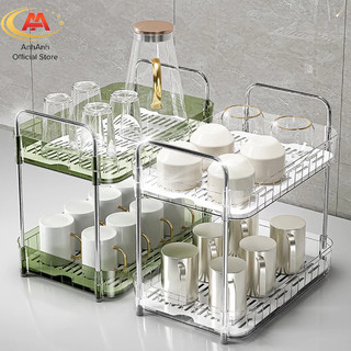 Kệ úp ly cốc 2 tầng AnhAnh trong suốt. khung ilox 304 cao cấp