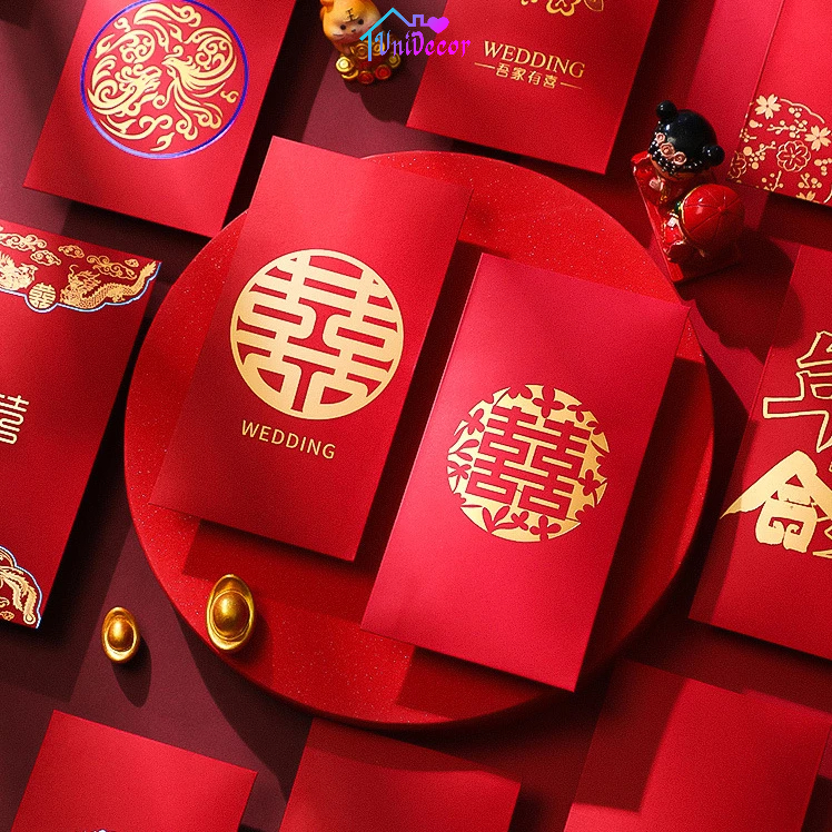 Bao lì xì Bê tráp phong bì đám hỏi đám cưới hỉ đỏ trăm năm hạnh phúc 5 tráp 7 tráp