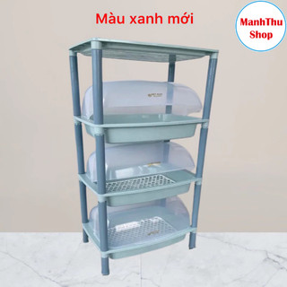 Kệ úp chén đĩa 3 tầng chống bụi chống khuẩn nhựa Việt Nhật (KT 34 *47.7 *82) KỆ NẮP Mạnhthushop