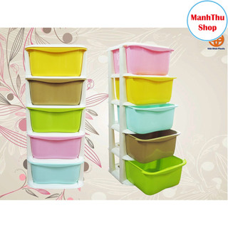 Tủ nhựa đa sắc ngăn kéo 5 tầng có bánh xe hàng Việt Nhật No3638 Manhthushop