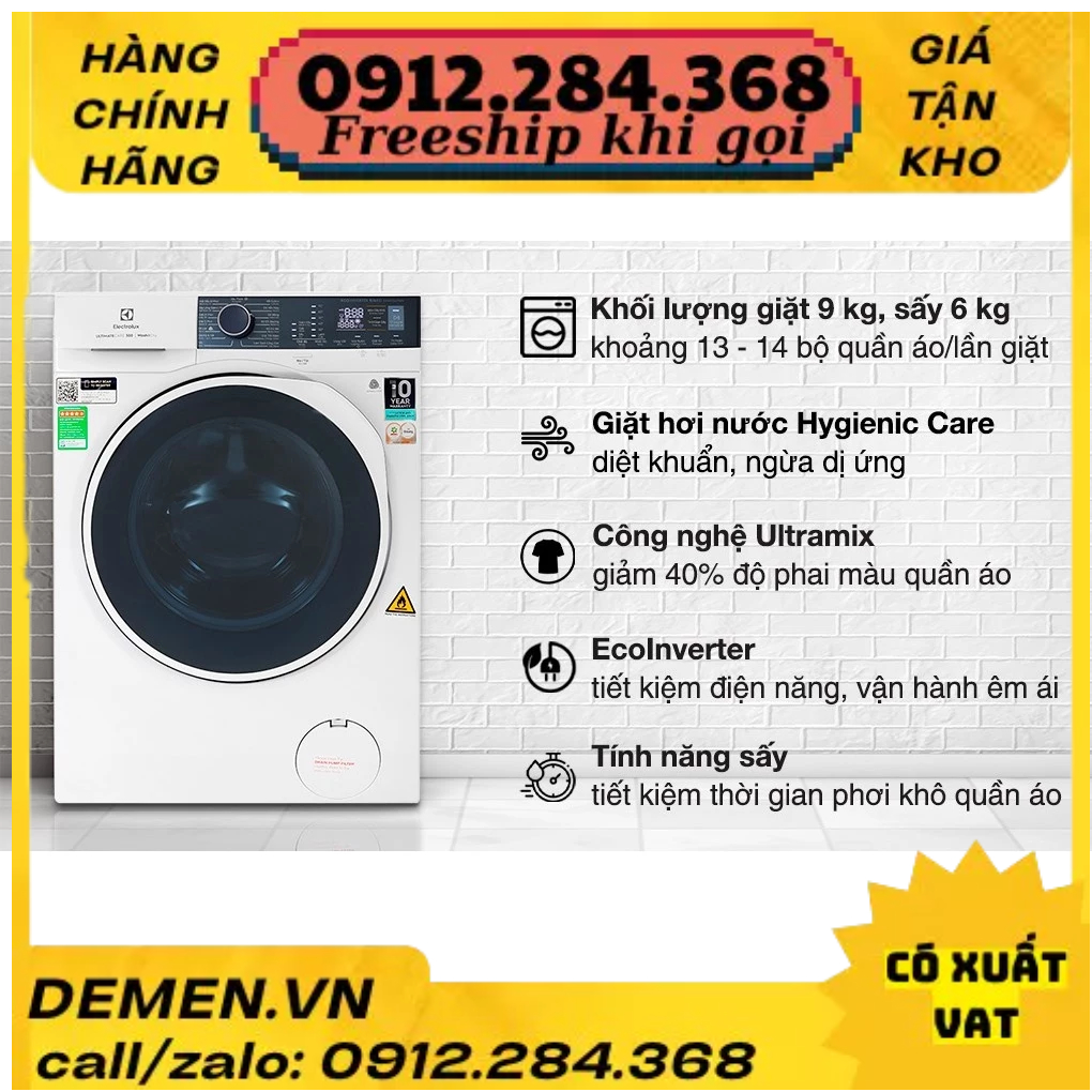 Máy giặt sấy Electrolux Inverter 9 kg EWW9024P5WB 2021