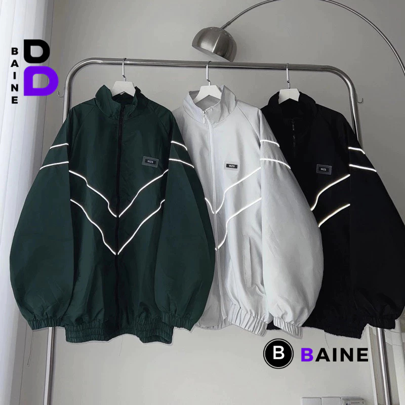 Áo Khoác Bomber Dù WZS THÊU (Phản quang) Nam Nữ Form Rộng 2 Lớp, Áo Khoác Phối Cao Cấp Ulzzang Unisex BAINE