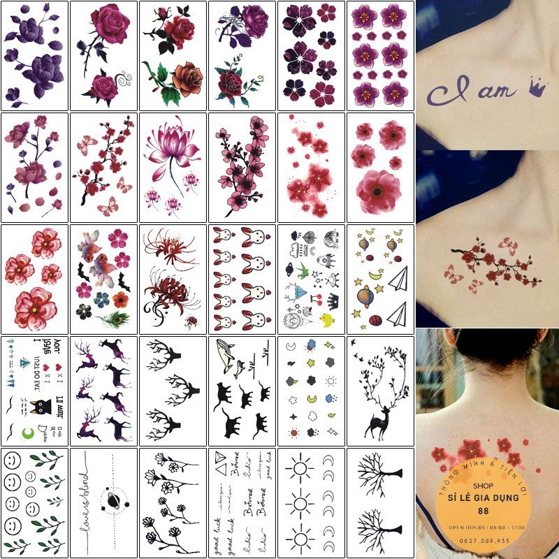 Hình Xăm Tạm Thời Chống Thấm Nước 1 Set 30 Tấm Hình Khác Nhau  1652 Sỉ Lẻ Gia Dụng 88