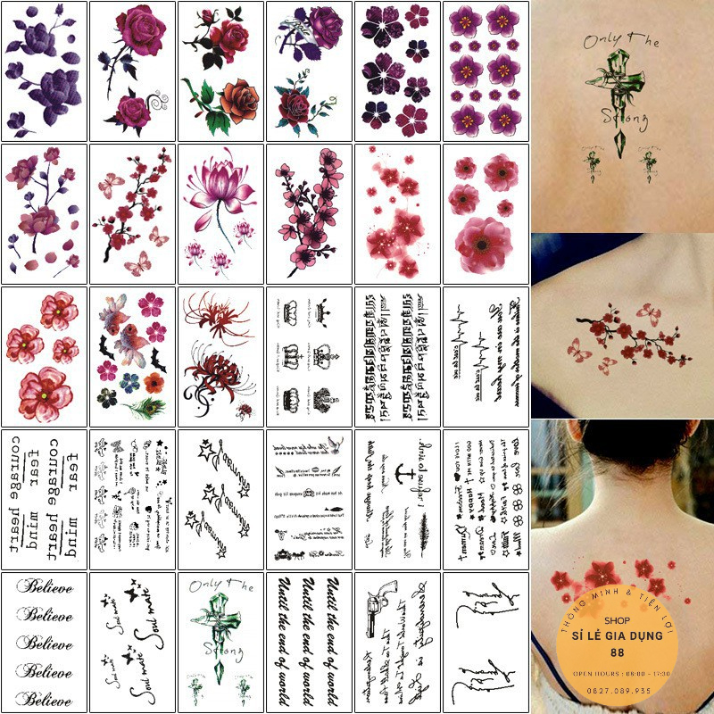 Hình Xăm Tạm Thời Chống Thấm Nước 1 Set 30 Tấm Hình Khác Nhau  1652 Sỉ Lẻ Gia Dụng 88