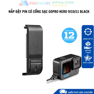 Nắp đậy pin GoPro Hero 12 11 10 9 Black có cổng sạc rời và miếng cao su chống bụi