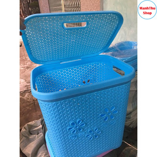 Com bo 2 Giỏ nhựa đựng đồ có nắp dáng cao nhựa Việt Nhật