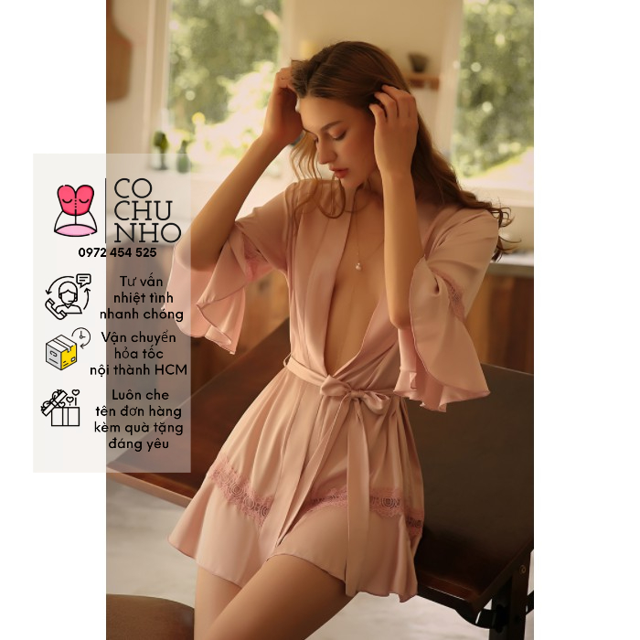 LL735 - Áo Choàng Ngủ Vải Satin Gợi Cảm Cho Nữ - COCHUNHOQUAN11
