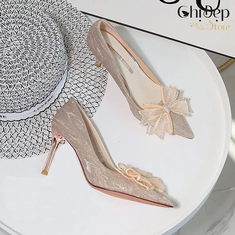 Giày cao gót NHŨ NƠ CÁNH TIÊN bít mũi gót nhọn 7-9 phân Chị Đẹp Store mã U9