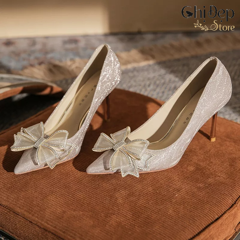 Giày cao gót NHŨ NƠ CÁNH TIÊN bít mũi gót nhọn 7-9 phân Chị Đẹp Store mã U9