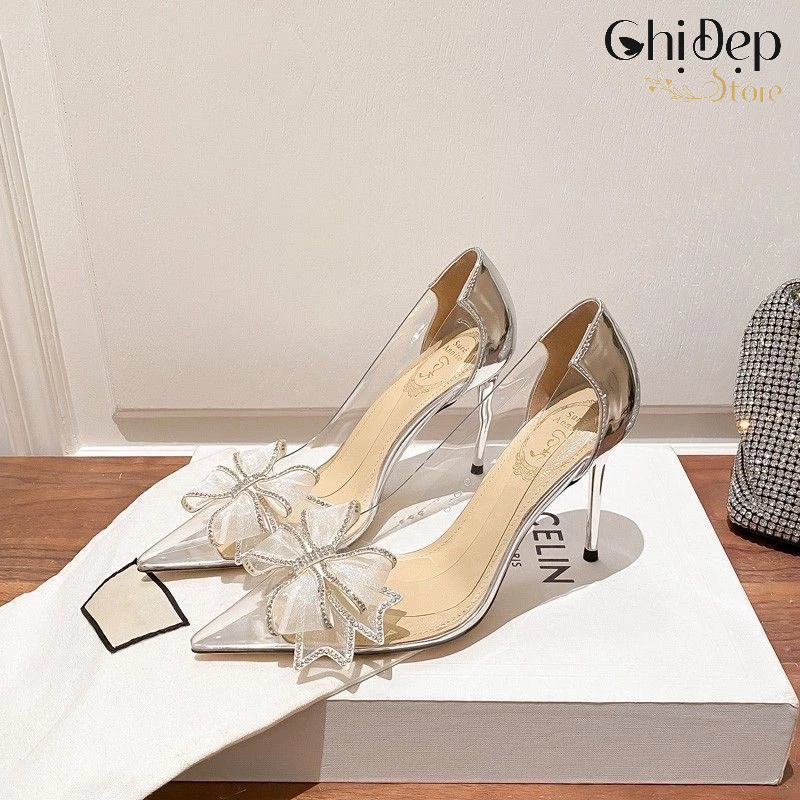 Giày cao gót bít mũi đế nhọn 9 phân NƠ CÁNH TIÊN siêu xinh CHỊ ĐẸP STORE mã B15