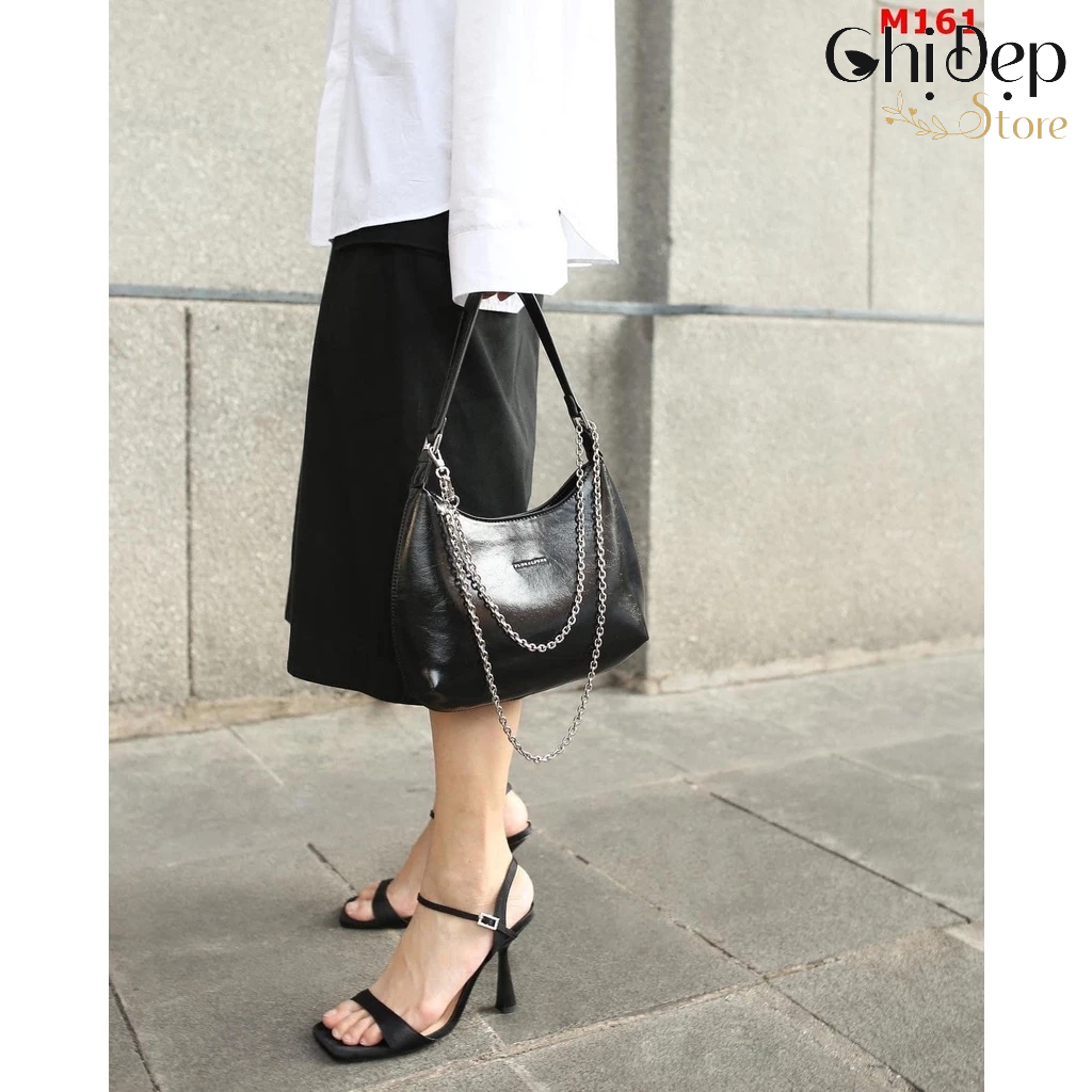 Sandal cao gót quai ngang gót nhọn 8 phân khuy đính đá mã U14