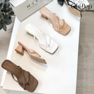 Guốc cao gót quai mảnh gót tam giác Chị đẹp store, cao gót quai mảnh 5 phân mã L121