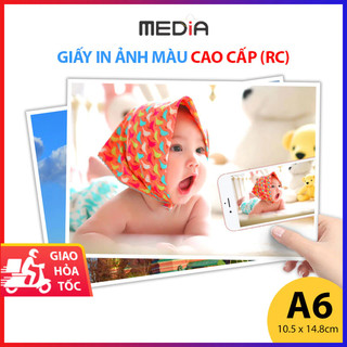 Giấy In Ảnh Màu Cao Cấp Media A6 RC Siêu Bóng 260gsm 1 Mặt In Khổ 10x15cm (A6) 20/50 Tờ In Hình Thẻ