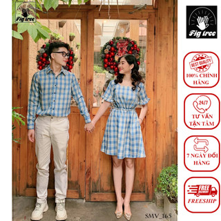 Set sơ mi váy đôi fig tree caro xanh siêu xinh mã 165