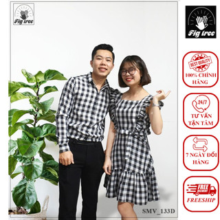 Set áo sơ mi váy đôi fig tree caro đen siêu cute mã 133d