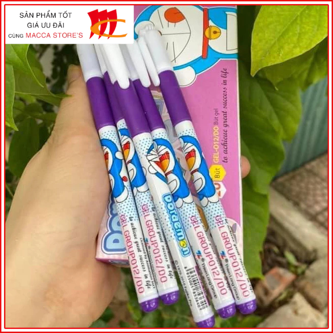 Combo 10 Bút bi nước, bút gel Doremon ngòiđều mực cho bé viết- MACCA STORE'S