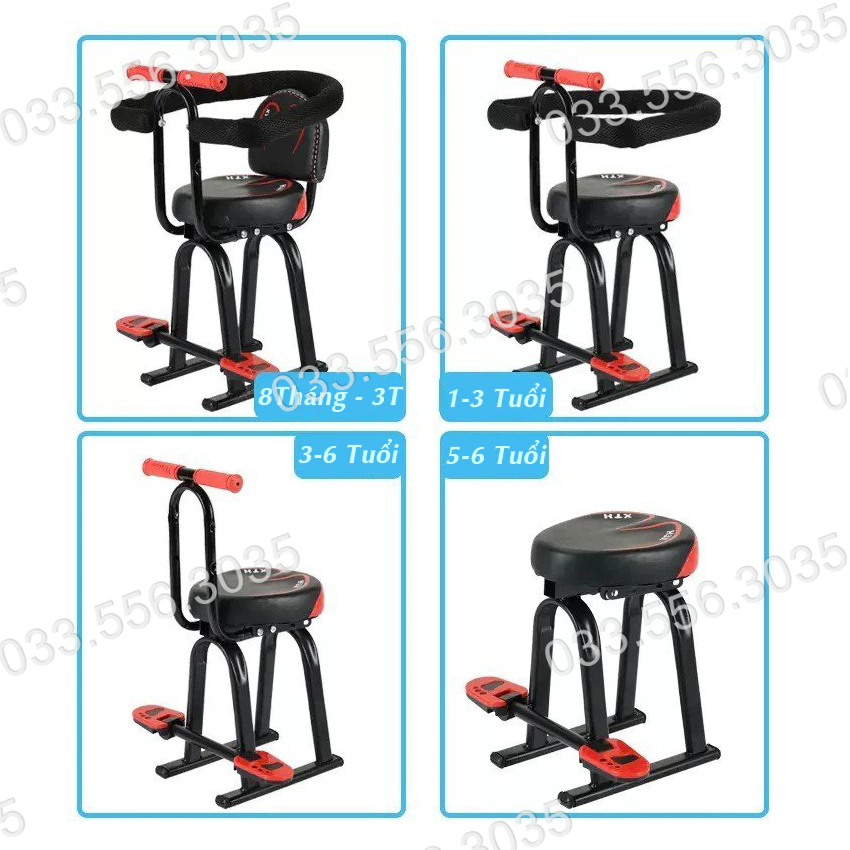 Ghế ngồi xe máy cho bé Bònbon_4D - Ghế ngồi trước đi xe ga LEAD, VISION, SH, VESPA, Xe đạp điện, Xe số, An toàn cho trẻ