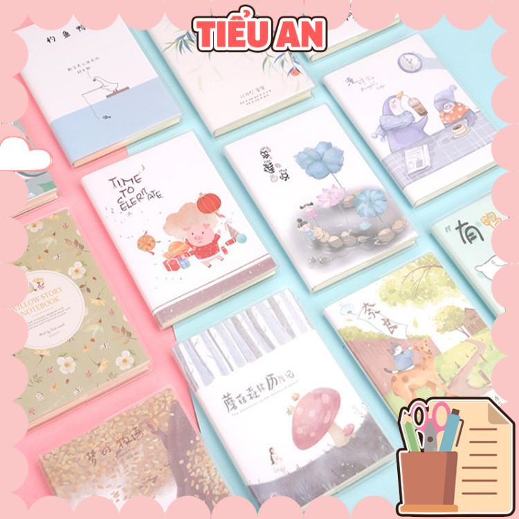 Sổ Tay/ Sổ Note mini kèm bìa - Cỡ A6 - giấy sọc ngang (64 tờ - 128 trang)