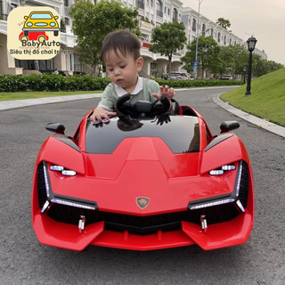 [Freeship Hà Nội] Ô To Điện LAMBOGHINI NEL 603 Kết Nối Bluetooth Chéo 2 Động Cơ Tải Trọng 50KG (Đỏ-Vàng)