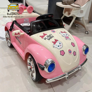[Freeship Hà Nội] Ô Tô Điện BRJ 5169 HELLO KITTY Cho Bé Gái 2 Động Cơ Hình Dán Trang Trí (Hồng)