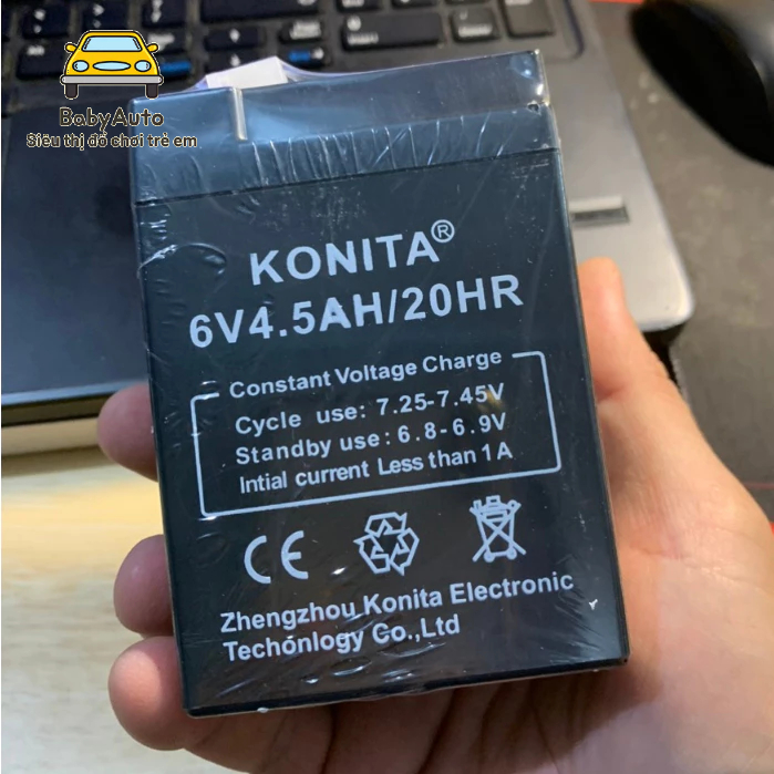 Ắc Quy Điện KONITA 6V 4.5A Dành Cho Xe Điện, Quạt Sạc, Quạt Tích Điện