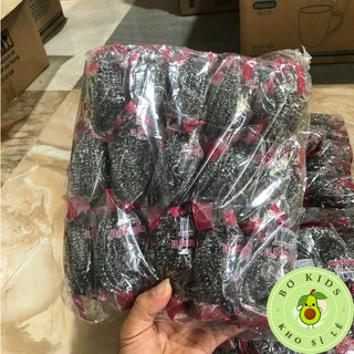Bịch 15 búi cọ xoong, búi sắt cọ nồi 2 loại, hàng dày, hàng mỏng, phoi sắt không rỉ cọ xoong chảo