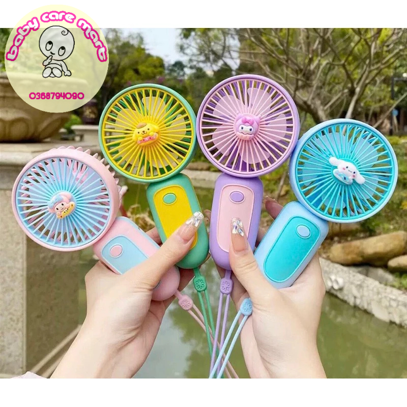 Quạt Cầm Tay Mini, Quạt Tích Điện Dễ Thương Siêu Mạnh Nhiều Màu Sắc