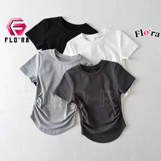 Áo Croptop TAY NGẮN CỔ TRÒN VẠT TRÒN BẦU Chất Thun Borip CR68, Áo Thun Ôm Body Tôn Dáng Kiểu Sexy Nữ Flo'ra