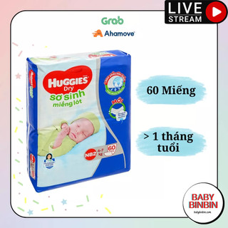 Miếng lót sơ sinh huggies newborn 2 nb2 tràm trà 60 miếng