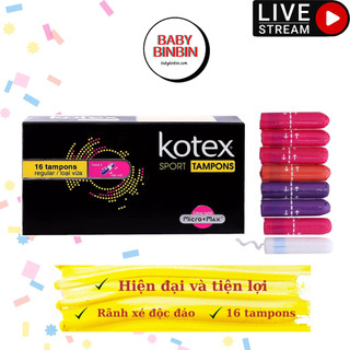 Tampon tăm bông Kotex Sport 16 miếng loại vừa