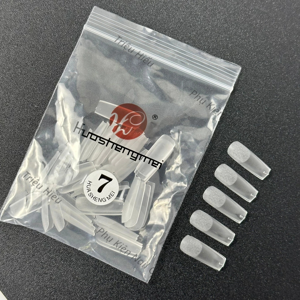 Móng úp lẻ size nhám vuông trong túi 50 móng