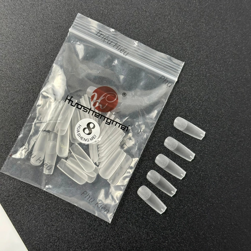 Móng úp lẻ size nhám vuông trong túi 50 móng