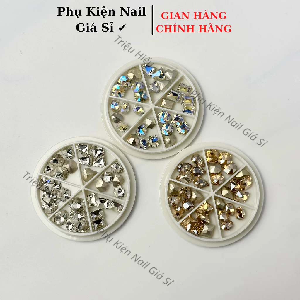 Sét đá khối chân vàng mix khay tròn 30 viên