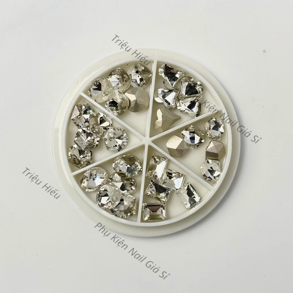 Sét đá khối chân vàng mix khay tròn 30 viên
