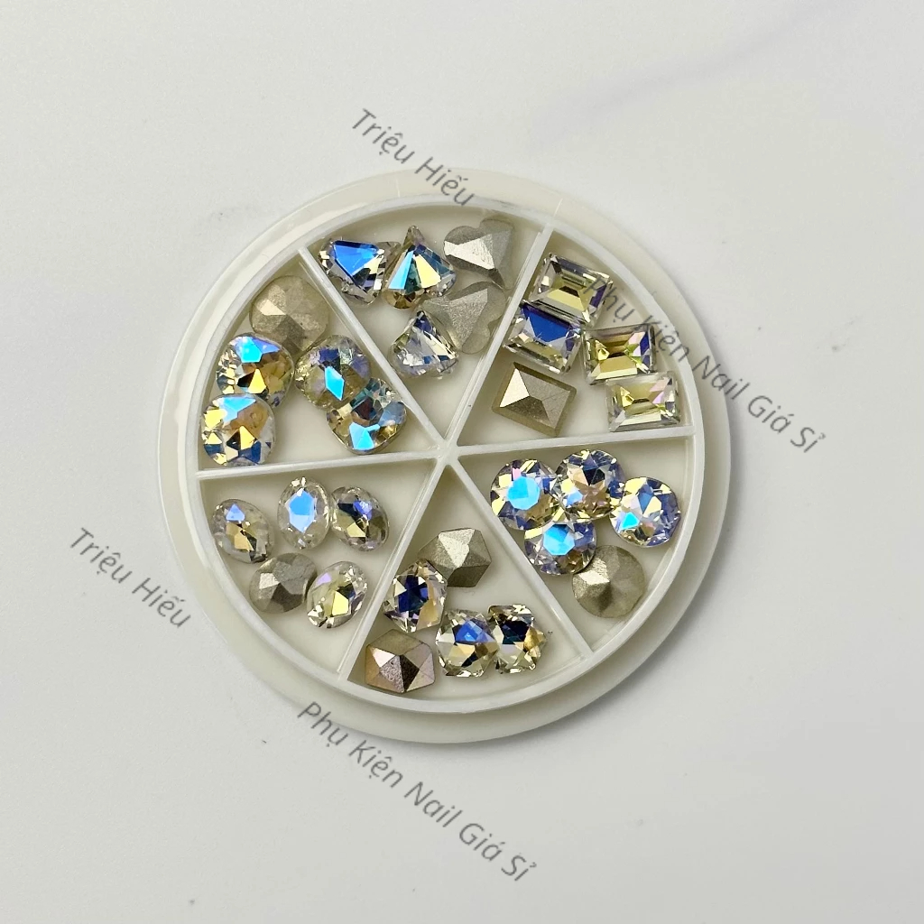 Sét đá khối chân vàng mix khay tròn 30 viên