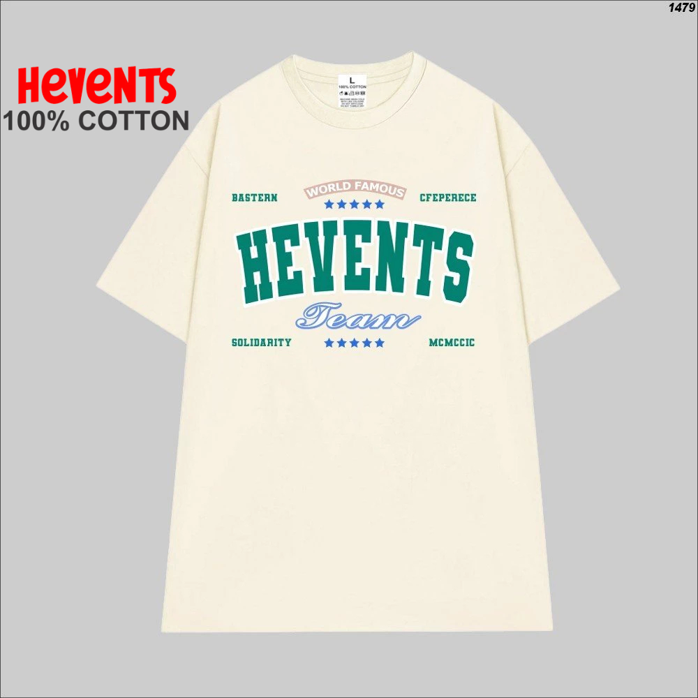 Áo Thun Hevents 1479 Vải Cotton 100% Co giãn 2 chiều thấm hút mồ hôi phom rộng tay lỡ unisex