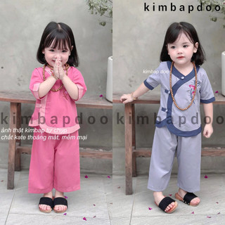 Đồ lam đi Chùa cho bé gái, bộ Tim phối cho bé gái đi lễ chùa