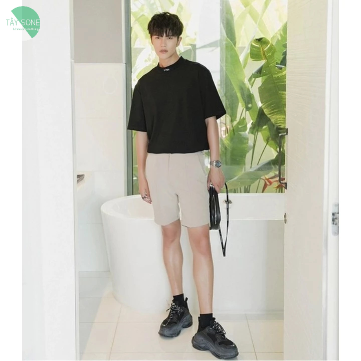 Áo thun Cổ cao ôm thêu CHIC Unisex |TAYSONE|
