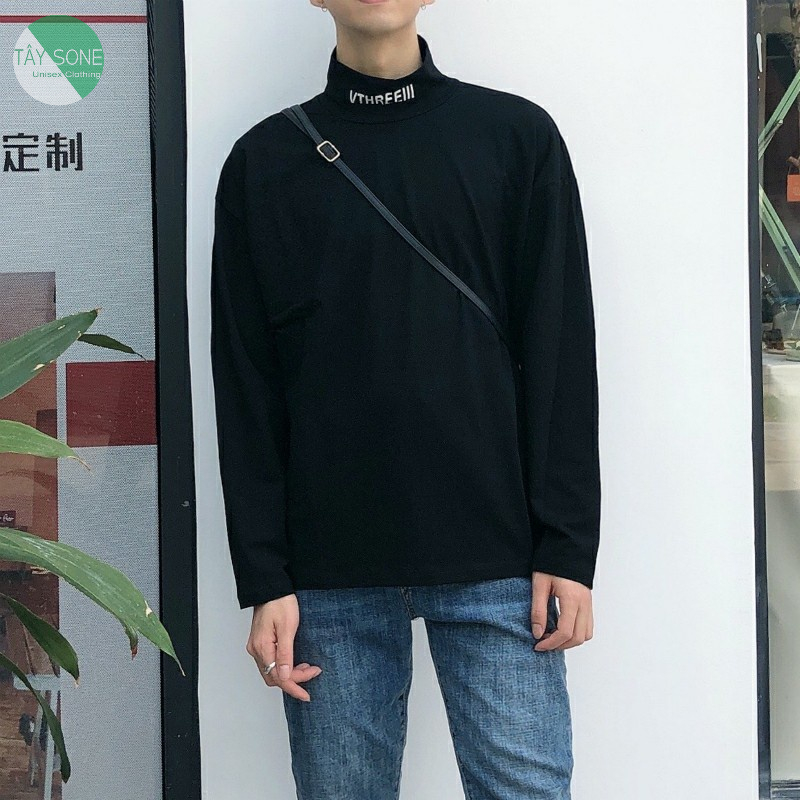 Áo thun nam nữ tay dài Cổ cao VTHREEIII - Gía sỉ Unisex